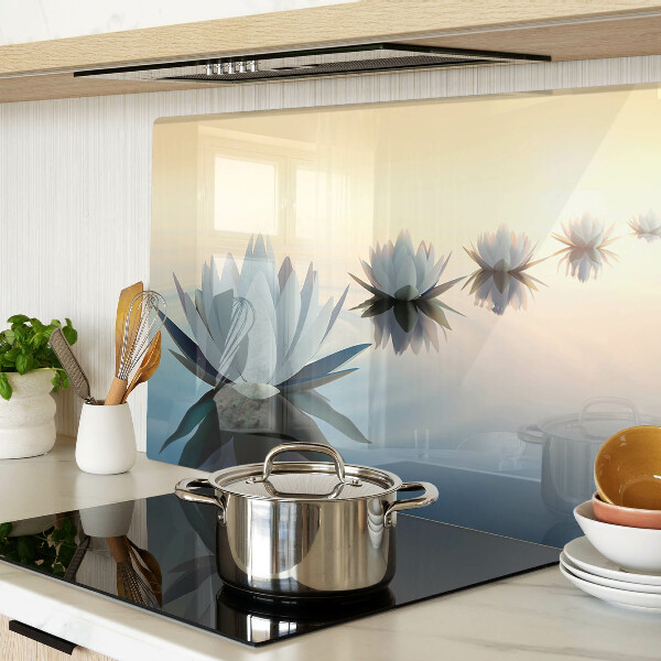 Glass chopping board Water flowers in pastel shades