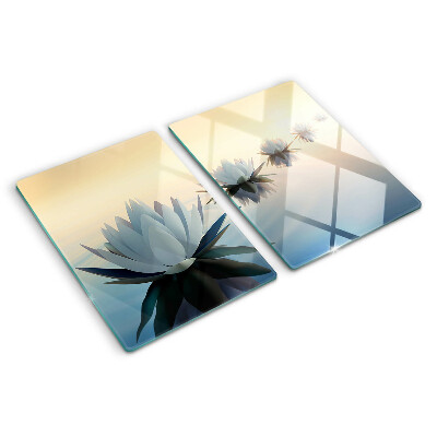 Glass chopping board Water flowers in pastel shades