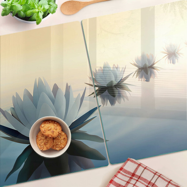Glass chopping board Water flowers in pastel shades