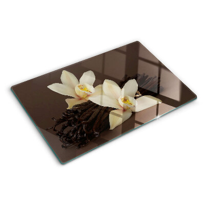 Chopping board glass Orchids and vanilla beans
