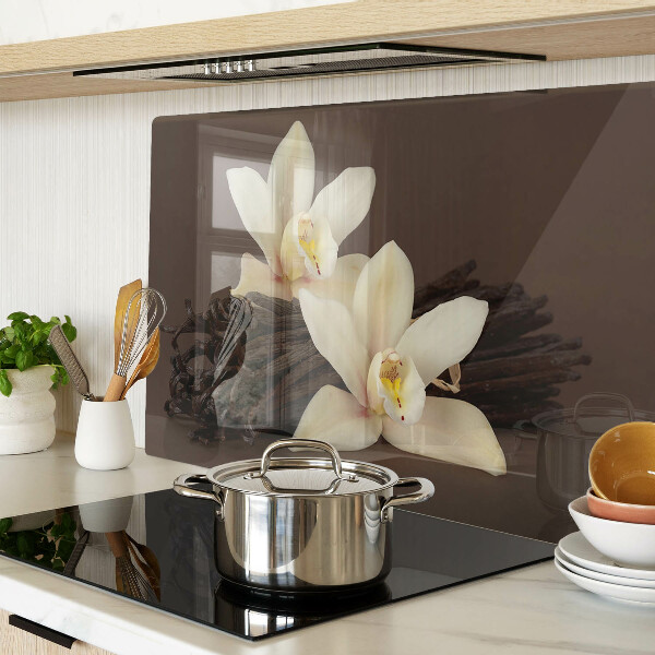 Chopping board glass Orchids and vanilla beans