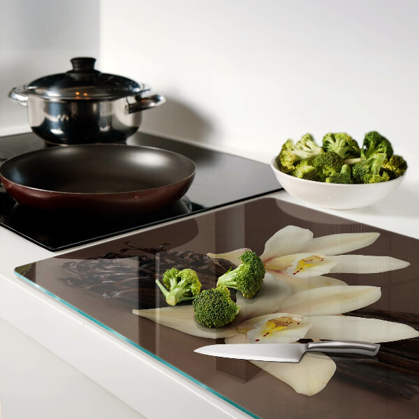 Chopping board glass Orchids and vanilla beans
