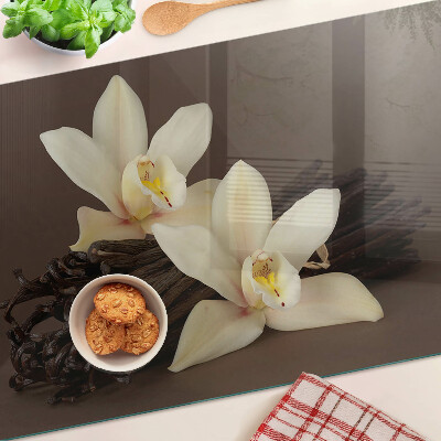 Chopping board glass Orchids and vanilla beans