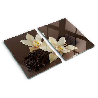 Chopping board glass Orchids and vanilla beans