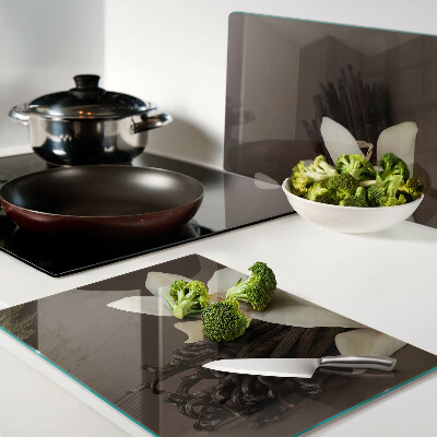 Chopping board glass Orchids and vanilla beans