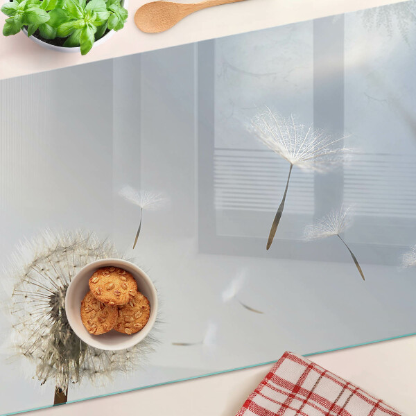 Cutting board Dandelions in the background of the window