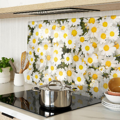 Glass cutting board Daisies on a white background