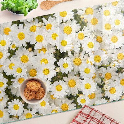 Glass cutting board Daisies on a white background