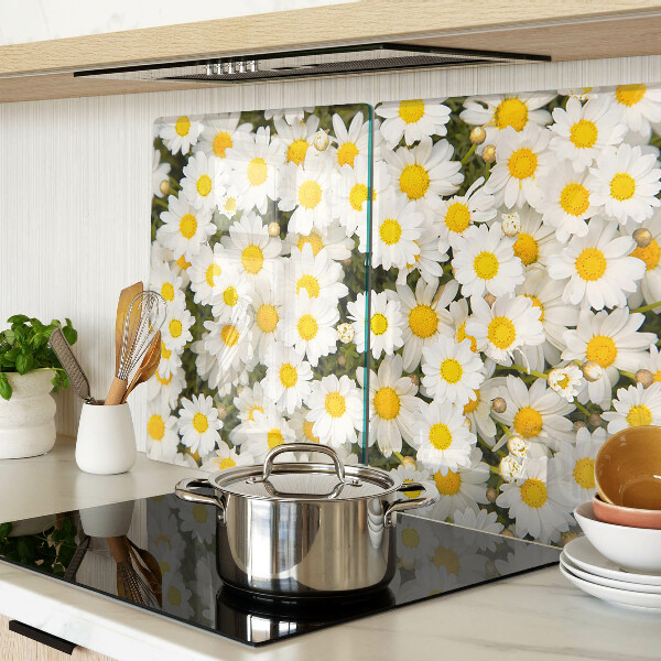 Glass cutting board Daisies on a white background