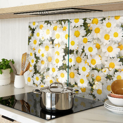 Glass cutting board Daisies on a white background