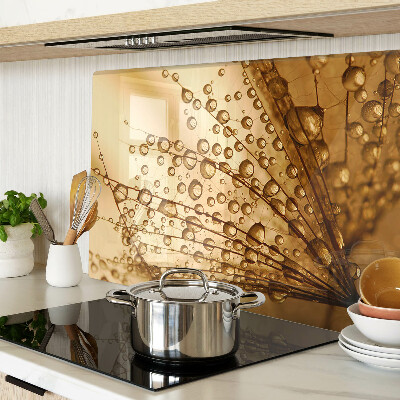Glass kitchen board Water drops on a plant