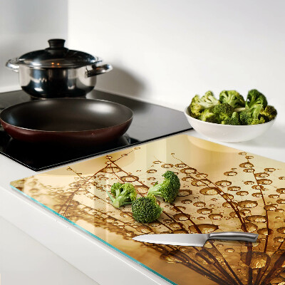 Glass kitchen board Water drops on a plant