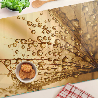 Glass kitchen board Water drops on a plant