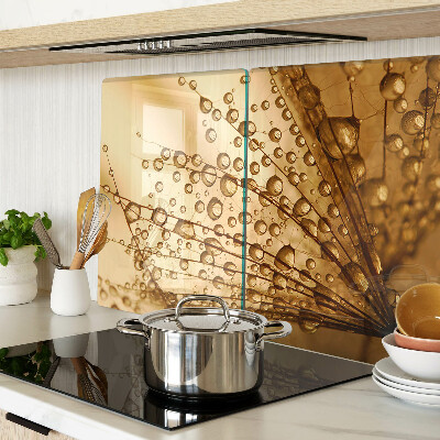 Glass kitchen board Water drops on a plant