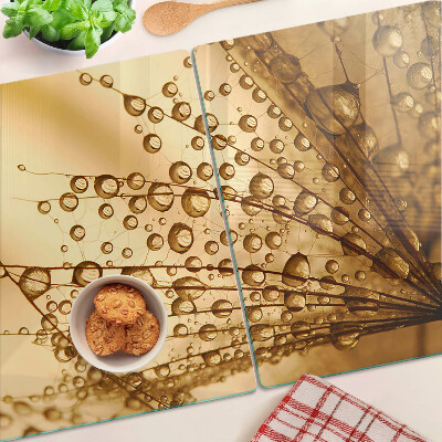 Glass kitchen board Water drops on a plant