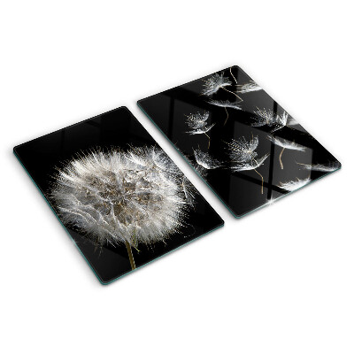 Glass chopping board Dandelions on a black background