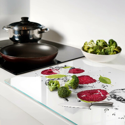 Glass cutting board Strawberries with ice