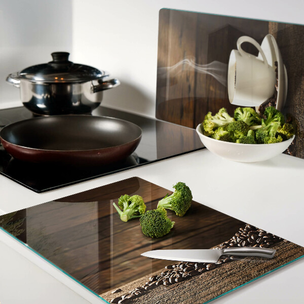 Cutting board Coffee and a cup