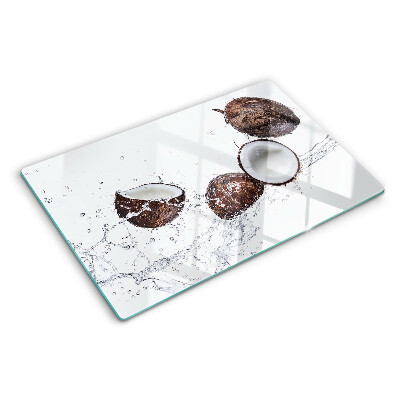 Glass kitchen board Coconuts in water