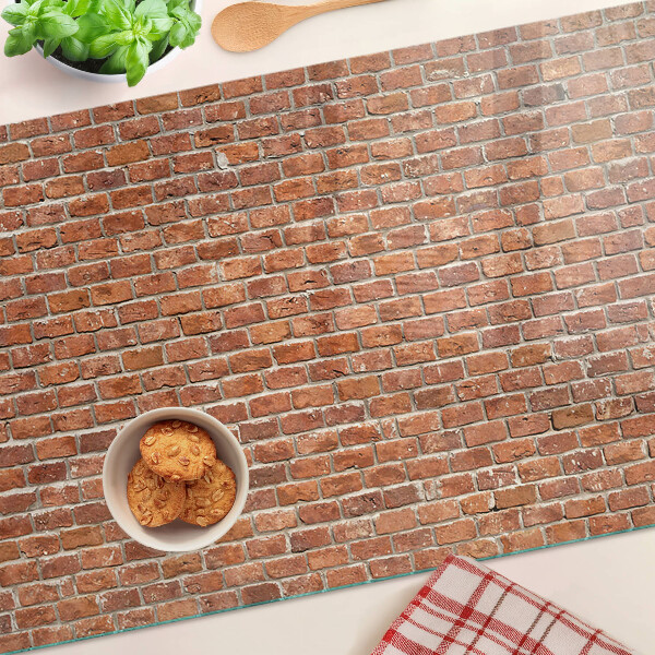 Chopping board glass Brick wall