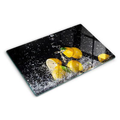 Glass cutting board Lemons in water
