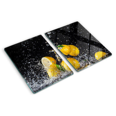 Glass cutting board Lemons in water