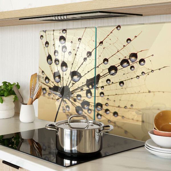 Glass kitchen board Drops of water on a spider's web