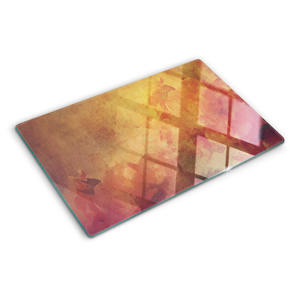 Glass chopping board Floral motif in pastel colors