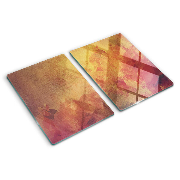 Glass chopping board Floral motif in pastel colors