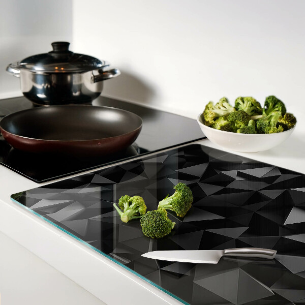 Glass cutting board Polygon geometry in shades of black