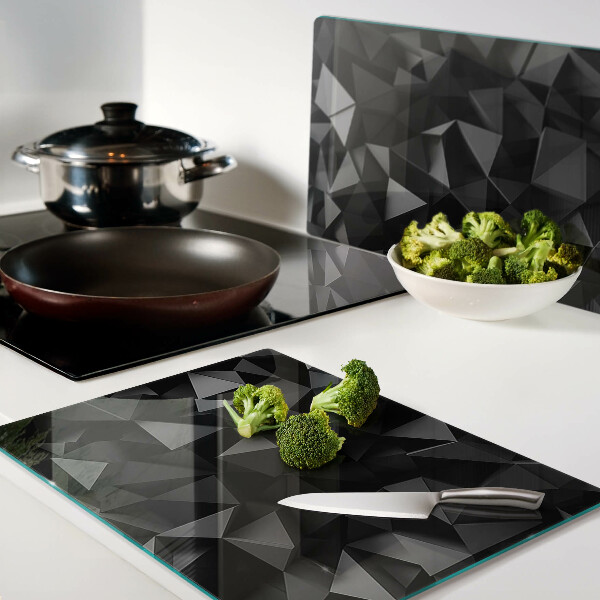 Glass cutting board Polygon geometry in shades of black