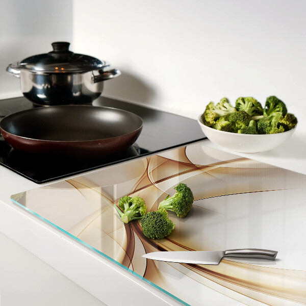 Glass chopping board Abstract waves in shades of beige