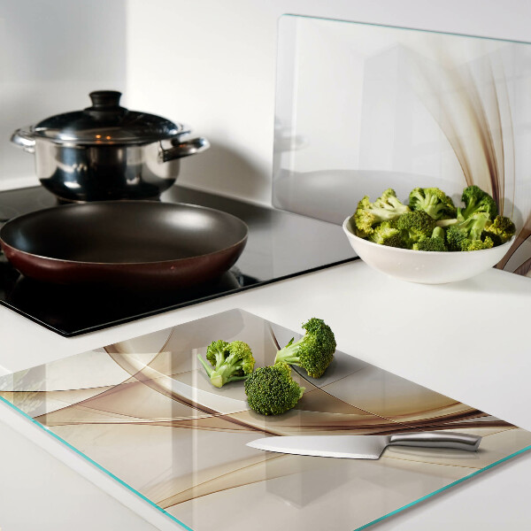 Glass chopping board Abstract waves in shades of beige
