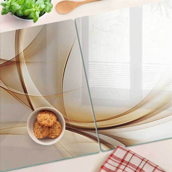 Glass chopping board Abstract waves in shades of beige