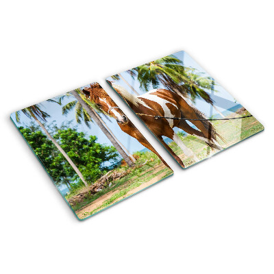 Chopping board A horse with palm trees in the background