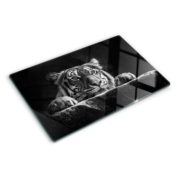 Cutting board Tiger in black and white style
