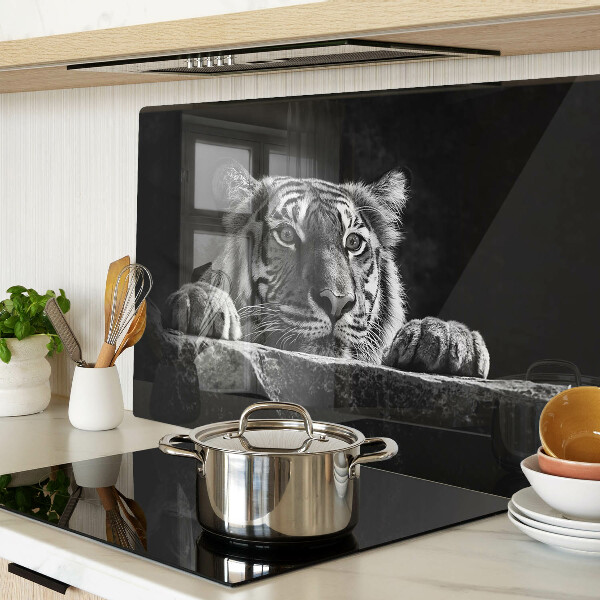 Cutting board Tiger in black and white style