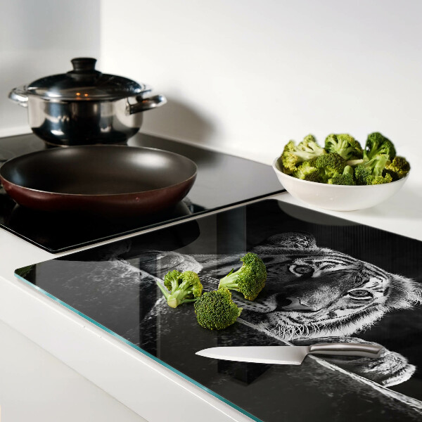 Cutting board Tiger in black and white style