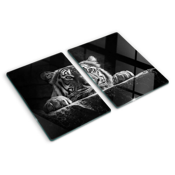 Cutting board Tiger in black and white style