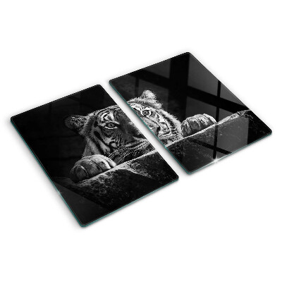 Cutting board Tiger in black and white style