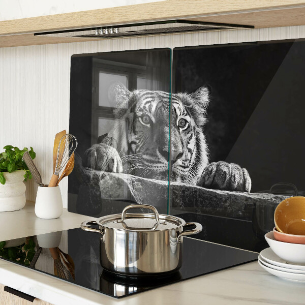 Cutting board Tiger in black and white style