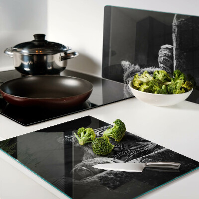 Cutting board Tiger in black and white style