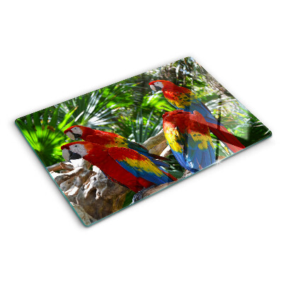 Glass cutting board Parrots in a tropical setting