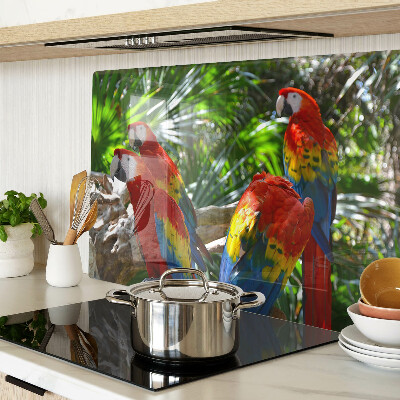 Glass cutting board Parrots in a tropical setting