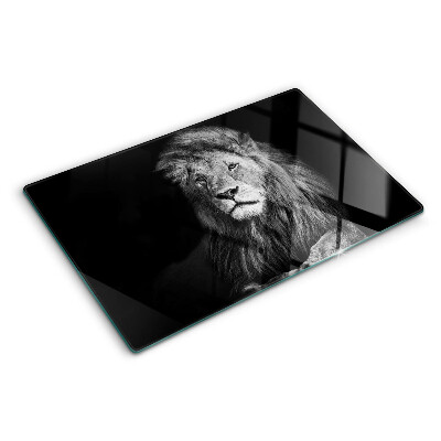 Glass kitchen board Lion in black and white