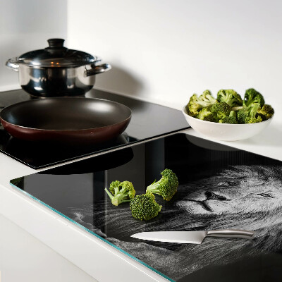 Glass kitchen board Lion in black and white