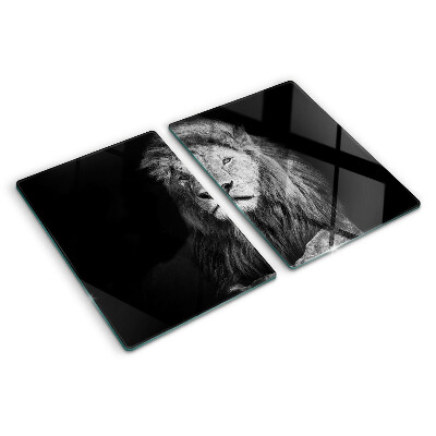 Glass kitchen board Lion in black and white