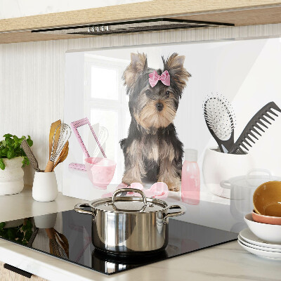 Cutting board Yorkshire Terrier with grooming accessories