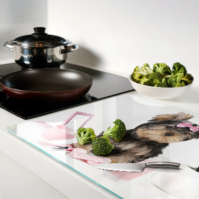 Cutting board Yorkshire Terrier with grooming accessories