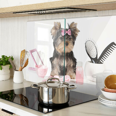 Cutting board Yorkshire Terrier with grooming accessories